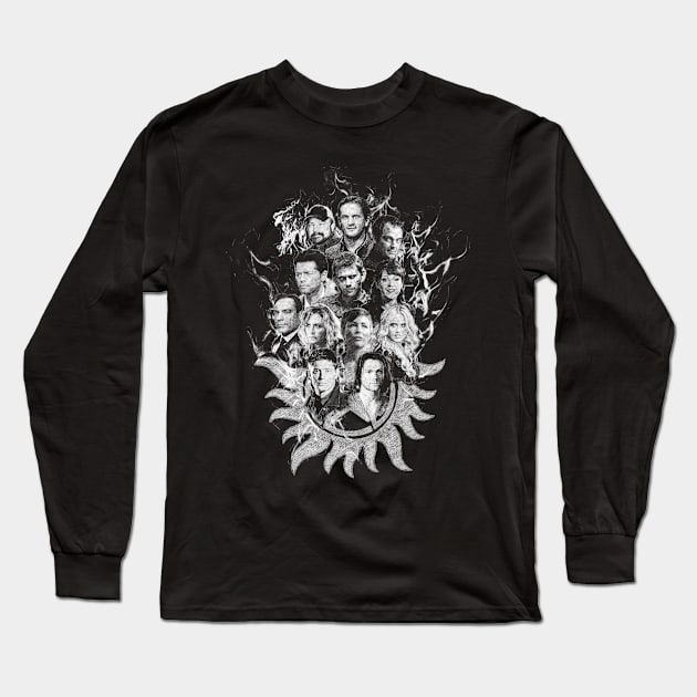 Supernatural Sketch - White Long Sleeve T-Shirt by HappyLlama